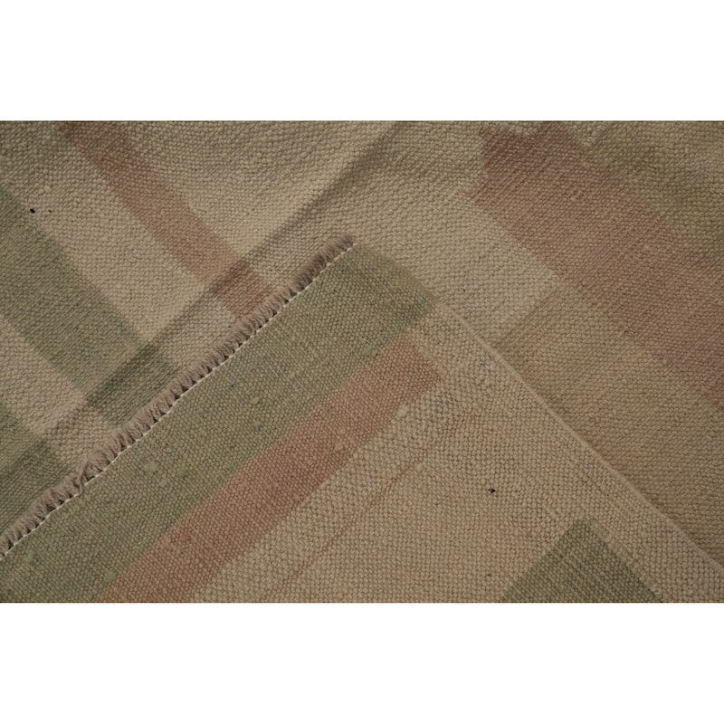 Hand Woven Southwestern Wool Beige Geometric Area Rug - 9' 6'' X 8' 4''