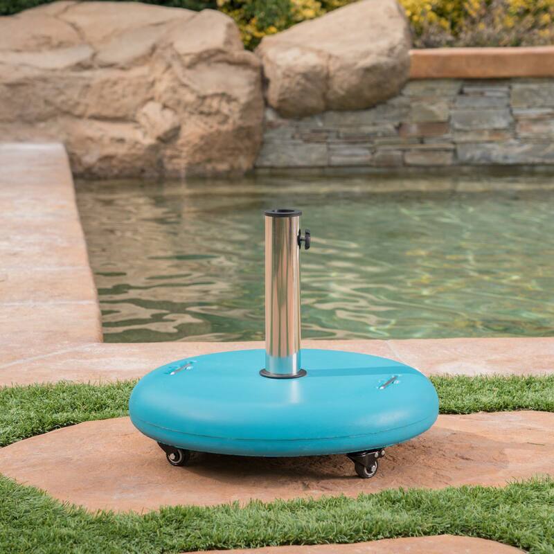 Round Concrete Umbrella Base with Stainless Steel Holder