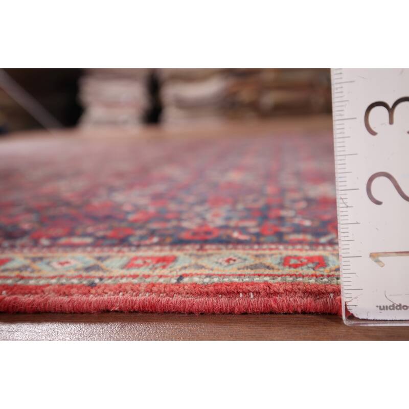 Geometric Bidjar Persian Vintage Runner Rug Hand-Knotted Wool Carpet - 3'6" x 12'2"