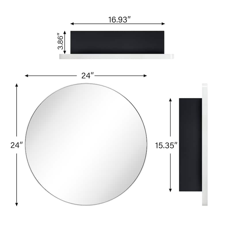 TEHOME Myriel Surface Mount Framed Round Medicine Cabinet with Mirror