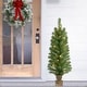 preview thumbnail 1 of 3, Puleo International Set of 2 Artificial Battery-Operated Pre-Lit Potted Christmas Trees 3.5 Foot