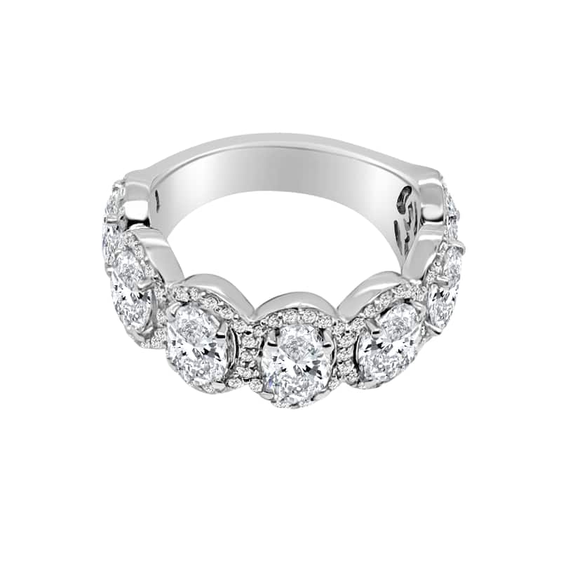 Auriya 14k Gold Lab Grown Oval Diamond Halo Eternity Band 4.26 ct. tw. (F-G, VS)