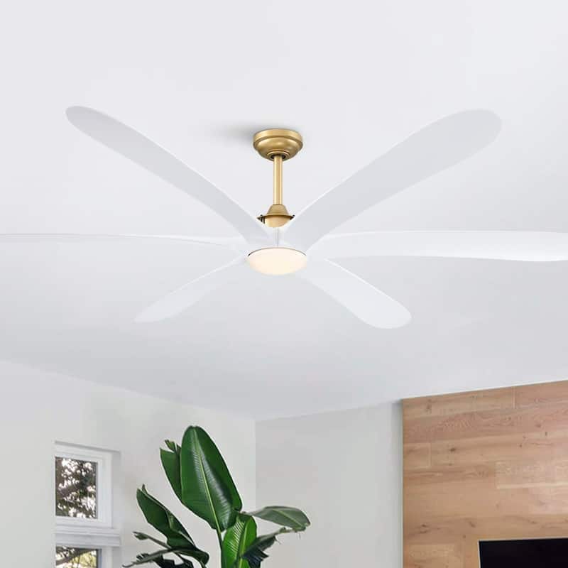 72-inch Modern 6-Blade Gold Propeller Ceiling Fan with Light and Remote