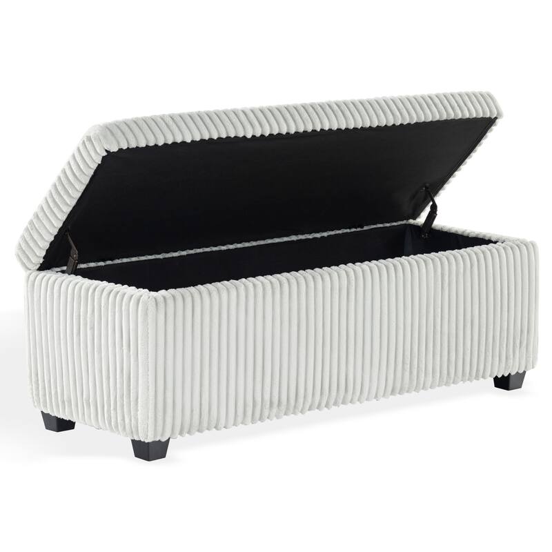 SAFAVIEH Couture Lynzie Plush Corduroy Storage Bench - 55"W x 21"D x 19"H