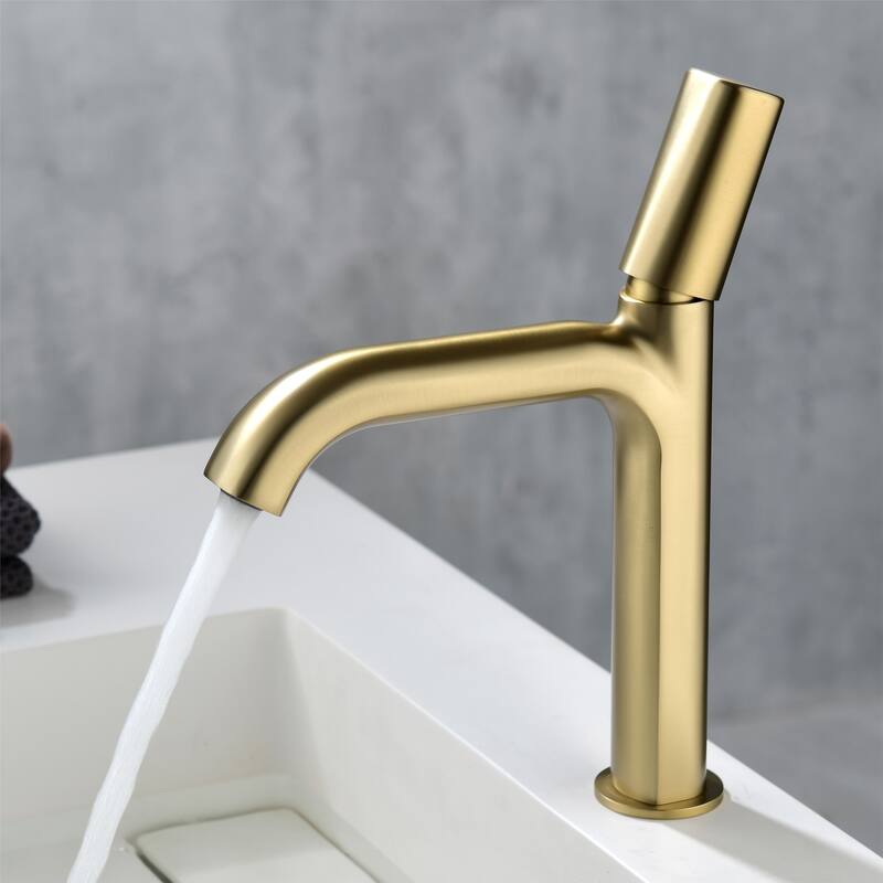 11''H Bathroom Sink Faucet Single with Single Handle in Black/Gold