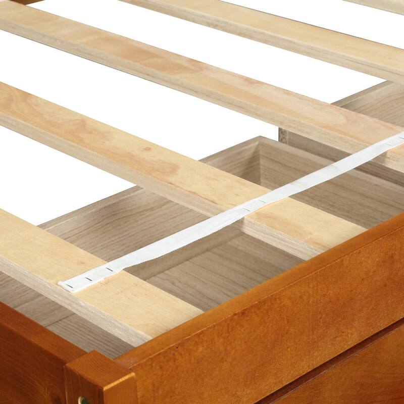 Twin Size Platform Storage Bed with 3 Drawers, Pine Wood Frame, Espresso Finish