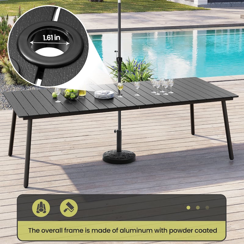 9-Piece Aluminum Outdoor Patio Dining Set with Umbrella Hole and Stackable Chairs
