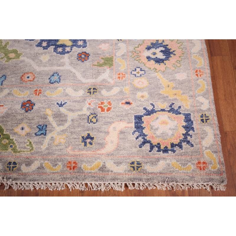 All-Over Floral Oushak Oriental Area Rug Hand-Knotted Wool Carpet - 7'11"x 9'10"