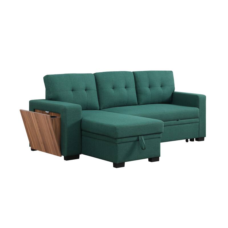 3 - Piece Green Linen Upholstered Sectional Sofa