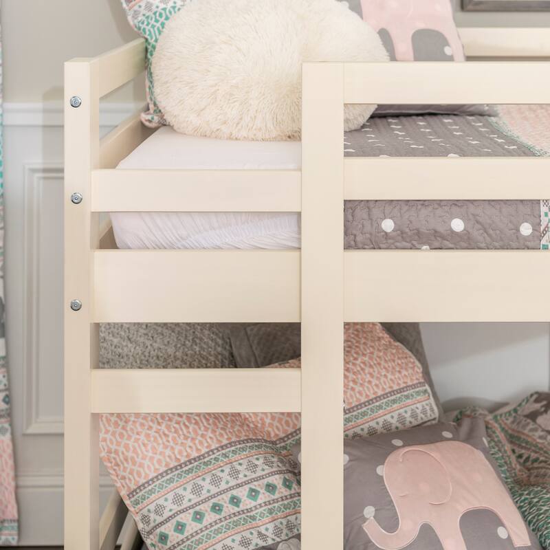 Walker Edison Browning Solid Wood Twin Size Low Bunk Bed
