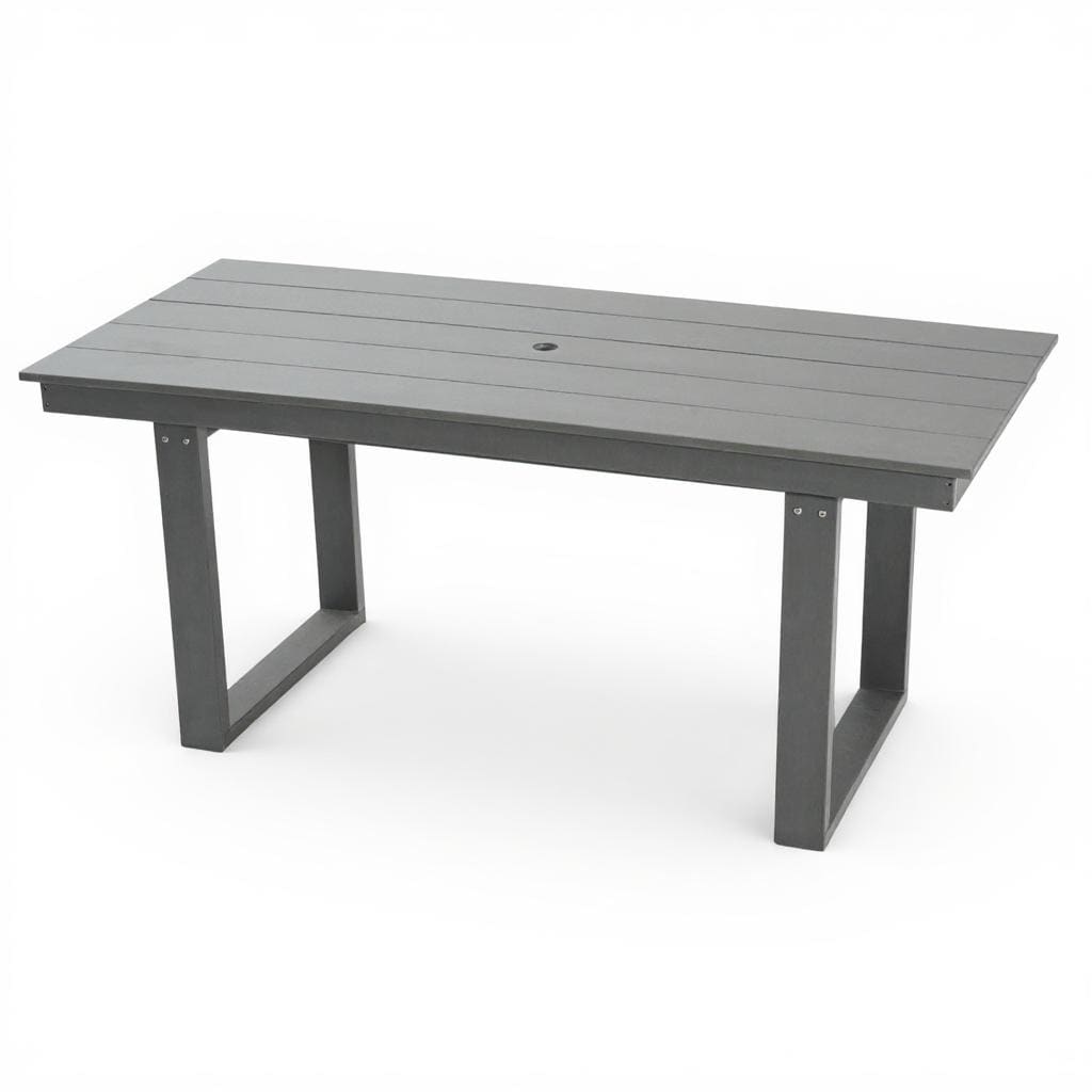 67" HDPE Outdoor Dining & Meeting Table, Weather-Resistant, Seats 6, Space-Saving Chair Slide-In