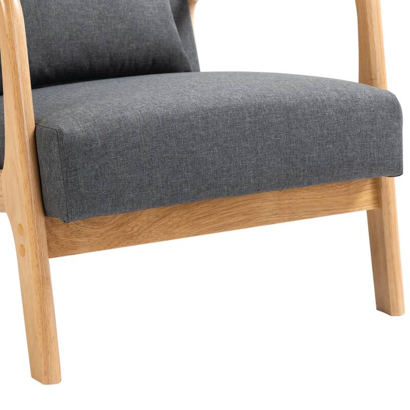 Briston 2 Set Mid Century Modern Wood Accent Chairs with pillow