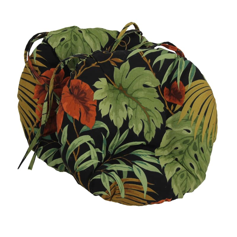 16-inch Round Tufted Indoor/Outdoor Chair Cushions (Set of 2) - 16" - Tropique Raven