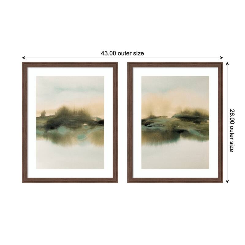 Kate and Laurel Tranquil Meadows 2 Piece Framed Wall Art Print Set by Amy Lighthall