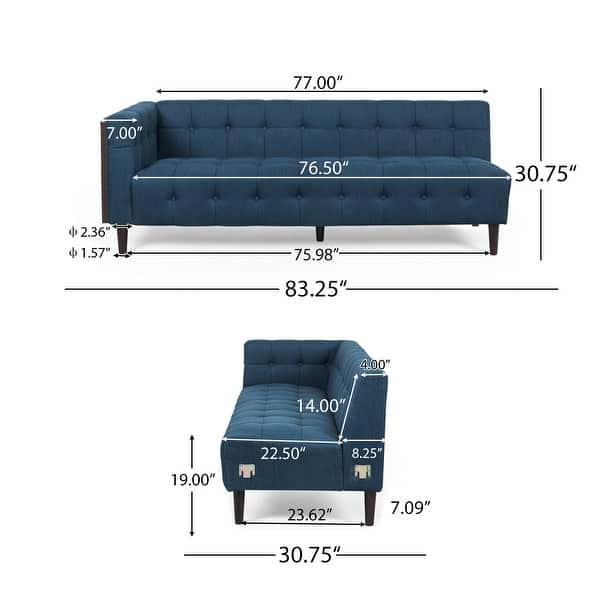 dimension image slide 2 of 3, Clermont Mid-century Tufted Sectional Sofa by Christopher Knight Home - 114.00" L x 114.00" W x 30.75" H