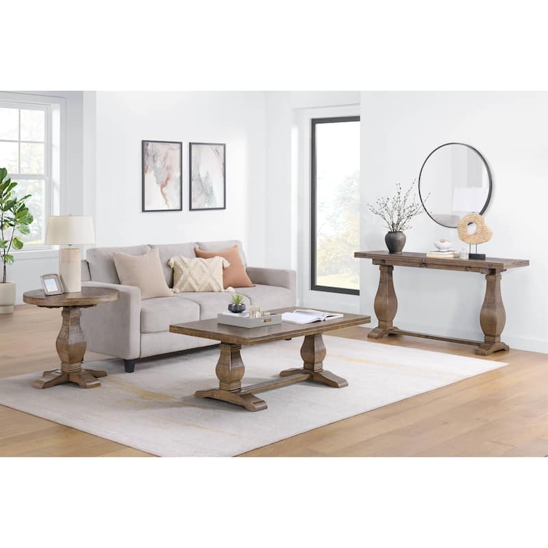 Napa 60" Solid Wood Pedestal Flip-top Sofa Console Table