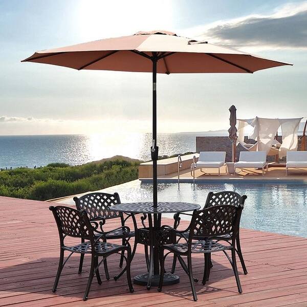 Shop Black Friday Deals On 9 Steel Beach Market Canopy Sunshade Patio Umbrella W Crank Tilt 2 Colors Overstock 22538794