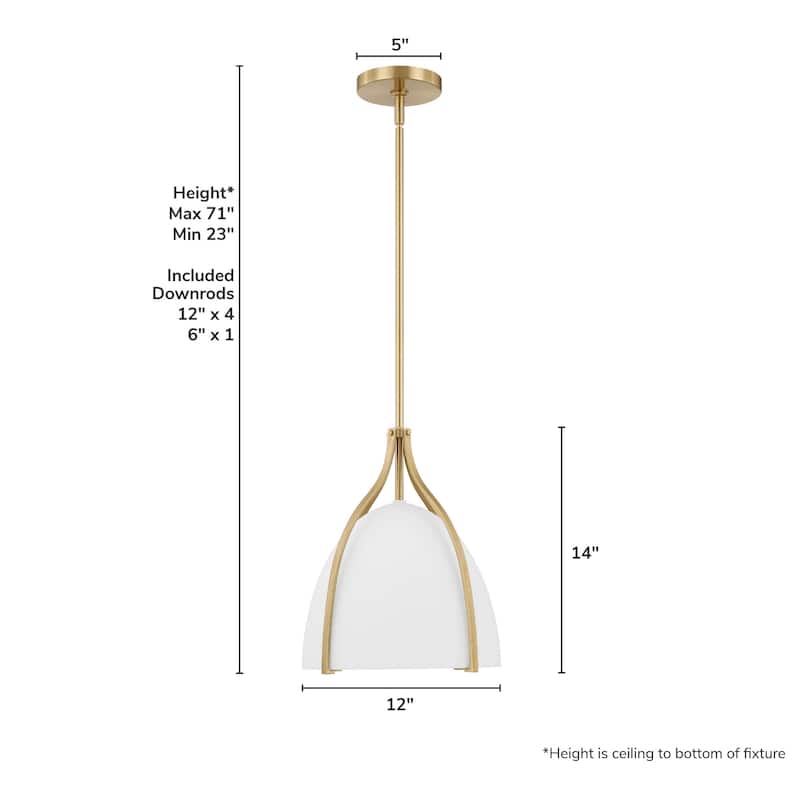 Hunter Arcelia 1-Light 12" Pendant - Modern, Contemporary, Transitional - Kitchen, Island, Dining Room, Entry.