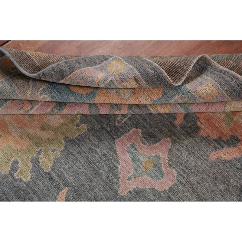 Hand Knotted Oriental 100% Wool Carpet Transitional All-Over Navy Blue & Blues Oushak Area Rug - 10' 0'' X 8' 2''