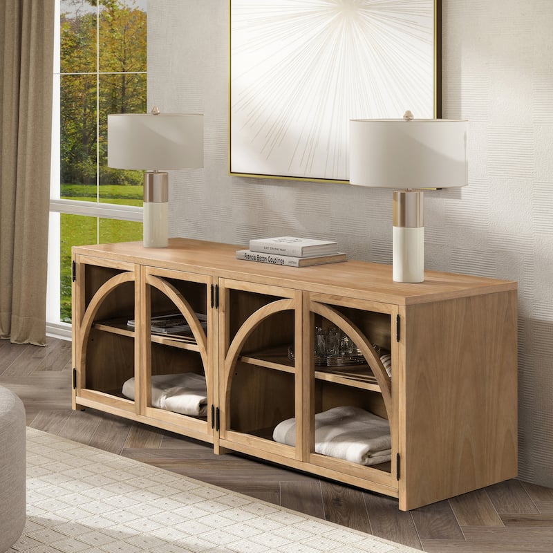 Oliver 65" Arched Door Open Shelf TV Stand Media Cabinet