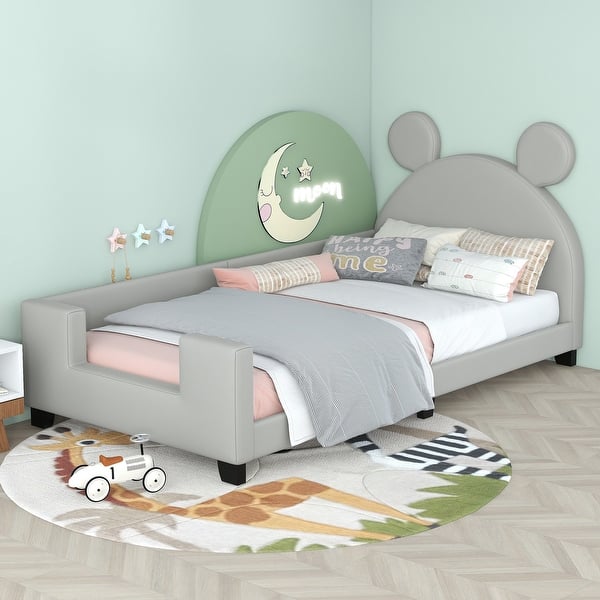 slide 2 of 22, Twin Upholstered Daybed with Carton Ears Headboard, Grey Grey