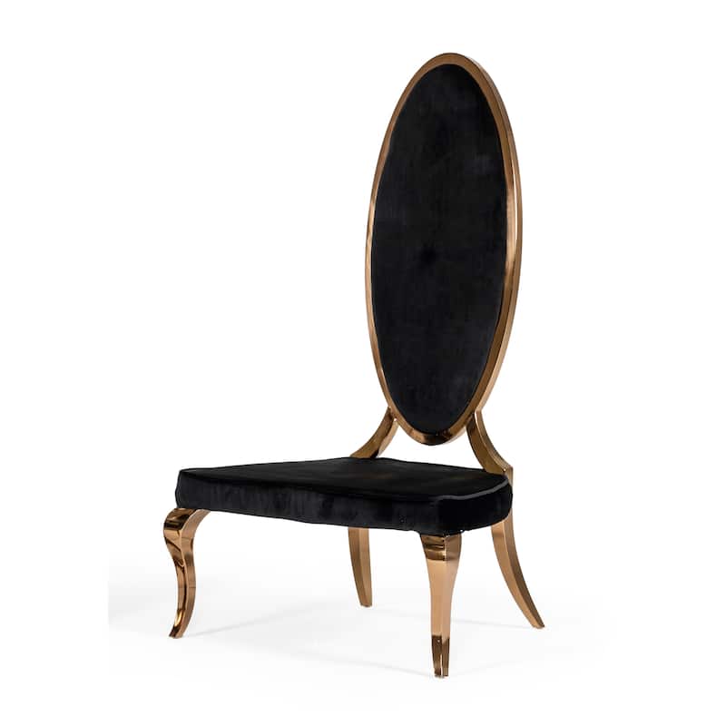 Modrest Mills Modern Black Velvet Rosegold Dining Chair Set of 2