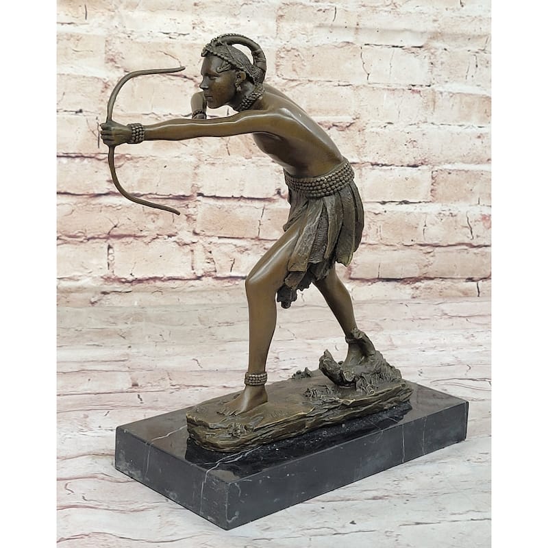 Mayan Aztec Inca Native Mesoamerican South American Archer Warrior Bronze Sculpture