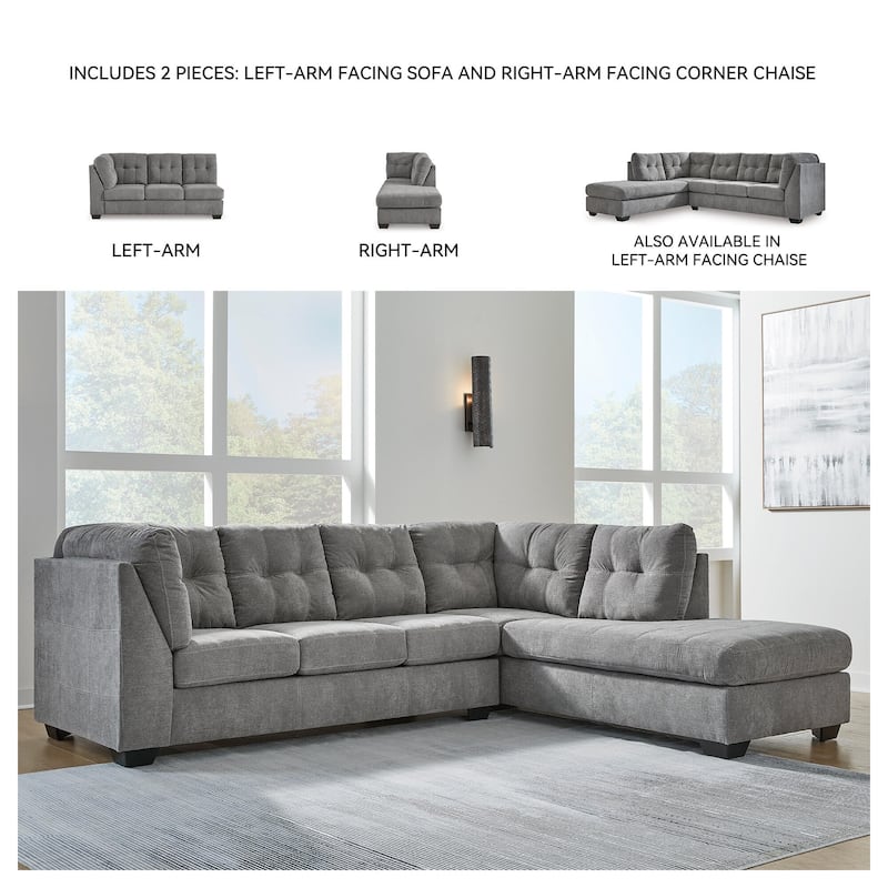 Signature Design by Ashley Marleton Gray 2-Piece Sectional with Chaise - 115"W x 91"D x 38"H