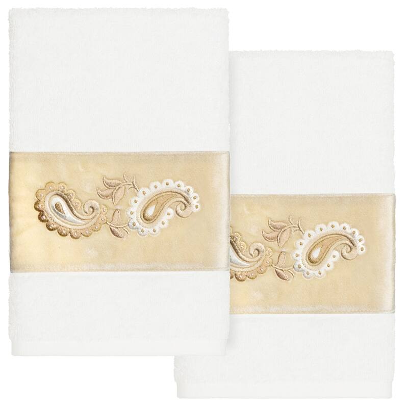 Authentic Hotel and Spa Turkish Cotton Mackenzie 2PC Hand Towel Set - White