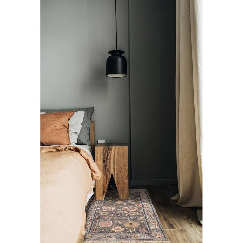 ECARPETGALLERY Hand-knotted Modern Oushak Dark Grey Wool Rug - 3'0 x 5'0