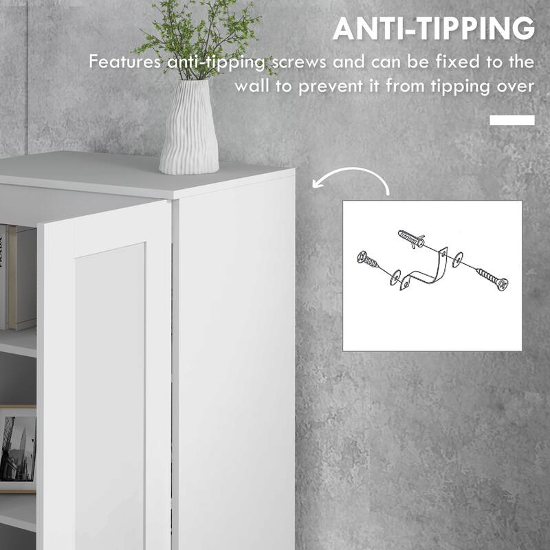 Modern Storage Cabinet with Adjustable Shelves Soft Close Door Anti Tipping Durable Particleboard for Home and Office