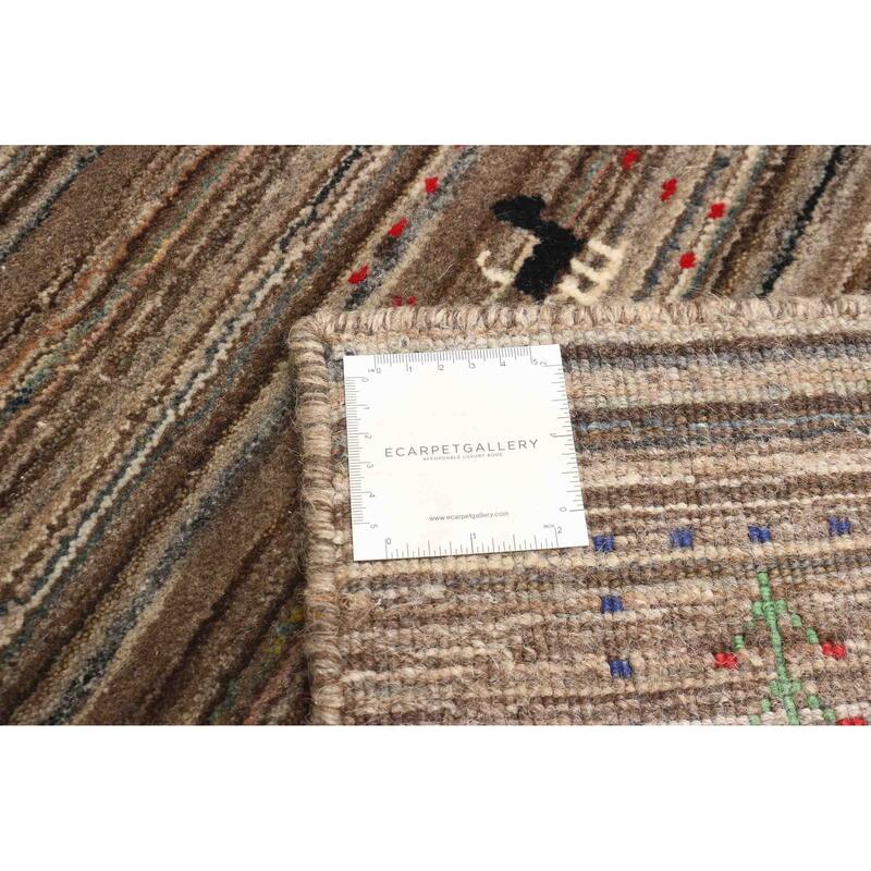 ECARPETGALLERY Hand Loomed Kashkuli Gabbeh Brown Wool Rug - 3'1 x 4'8
