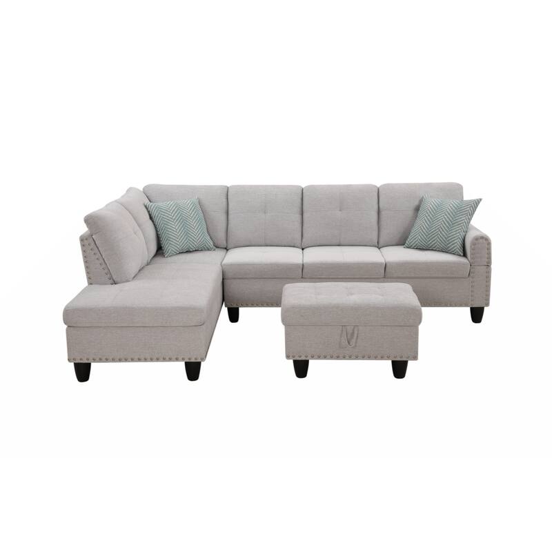 Alger 98" Wide Left Hand Facing Sofa & Chaise with Ottoman