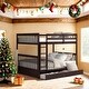 preview thumbnail 2 of 13, Full-Over-Full Bunk Bed with Ladders and Two Storage Drawers,Espresso