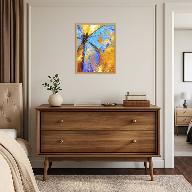 Blue Butterfly by Sannel Larson Framed Canvas Wall Art Print