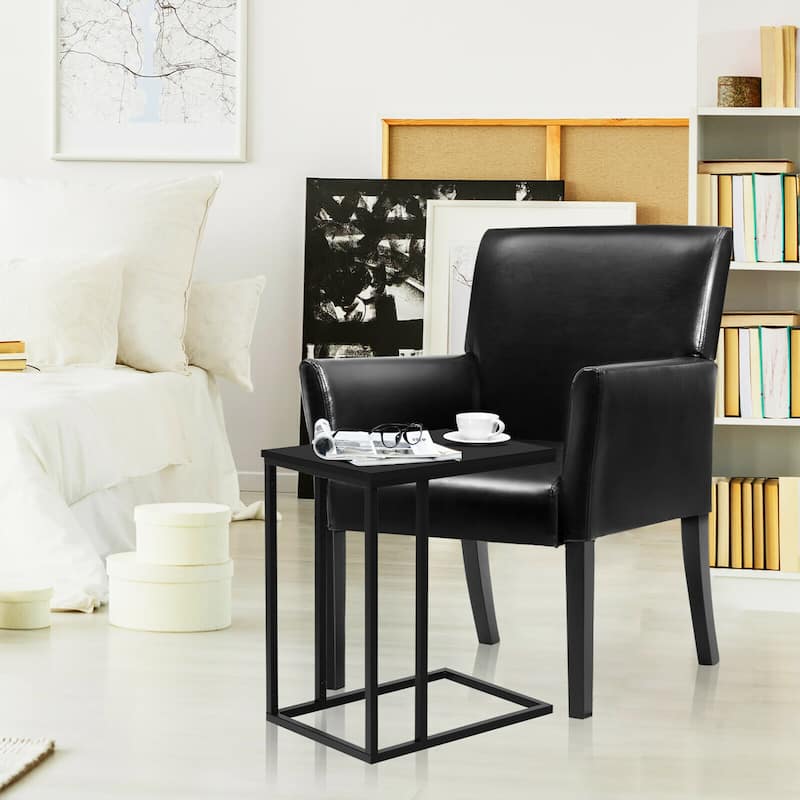 Gorelax C-shaped Side End Table & Reception Arm Chair Set w/Rubber