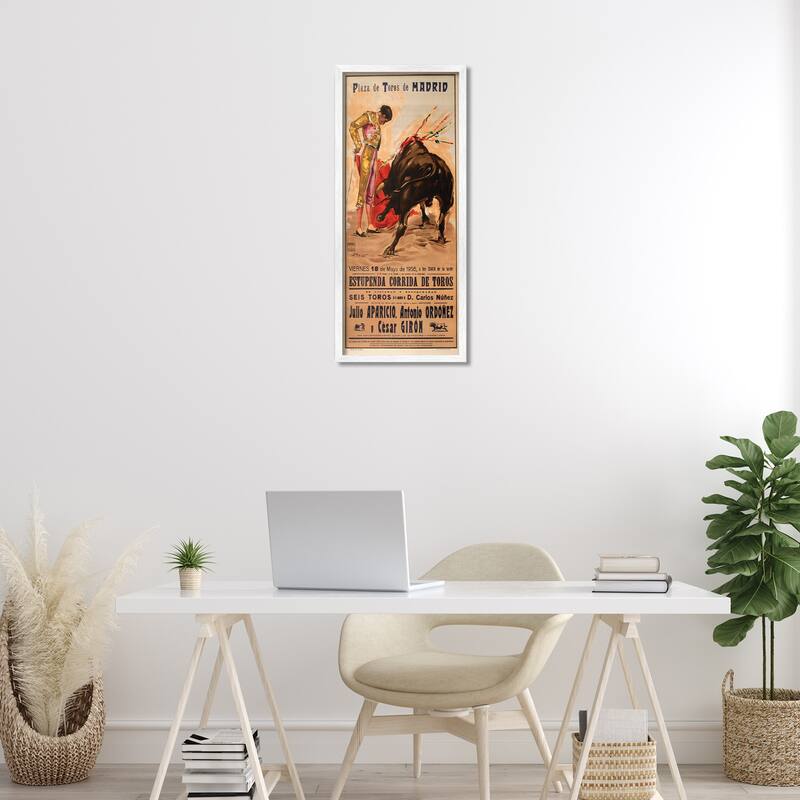 Stupell Great Bullfight Antique Advertisement Framed Giclee Art Design By Marcus Jules