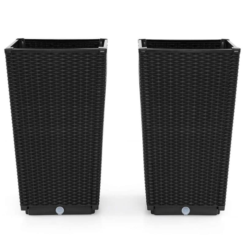 Costway 23" Tall Planters Set of 2 Rattan Wicker Plant Pot - See Details