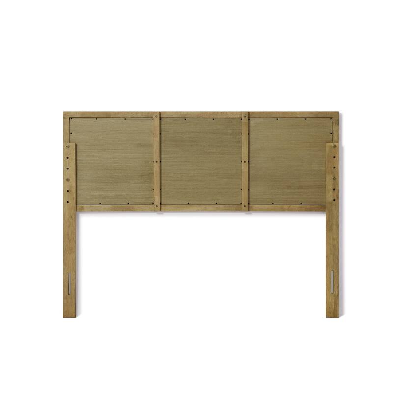 Natural Finish Rubberwood with Rattan Panels Headboard, King or Queen (Headboard Only)