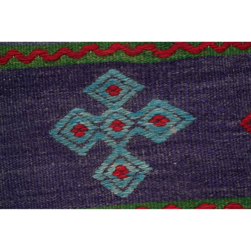 Hand Woven Oriental 100% Wool Carpet Southwestern Tribal Multi-Colored Kilim Area Rug - 9' 9'' X 5' 6''