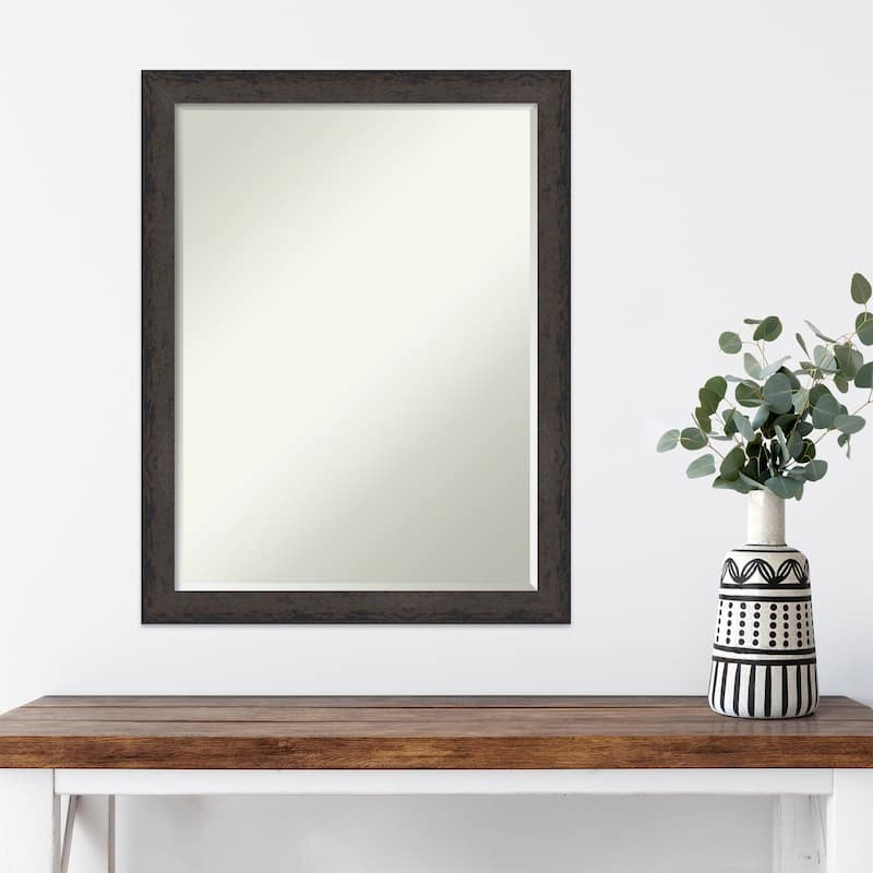 Dappled Narrow Half-Inch-Bevel Wood Framed Wall Mirror - Glass Size 18x24