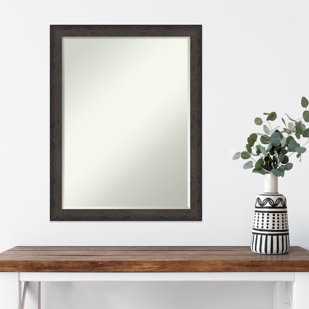 Dappled Narrow Half-Inch-Bevel Wood Framed Wall Mirror - Glass Size 18x24