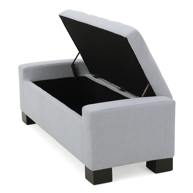 50.25" Storage Bench, Storage Ottoman Bench with Safety Hinge, Upholstered Entryway Bench with Seating for Bedroom
