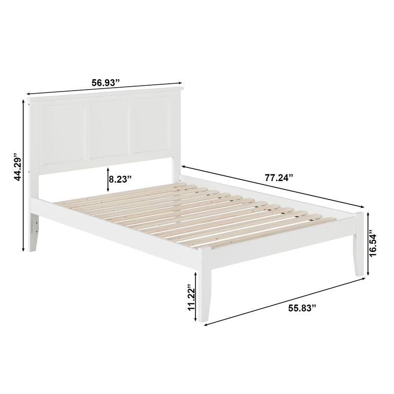 Madison Full Platform Bed with USB Charging Station in White