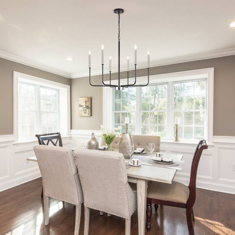 6-Light W26.18" x H66.92" Candle Chandelier for Living Room Kitchen Island