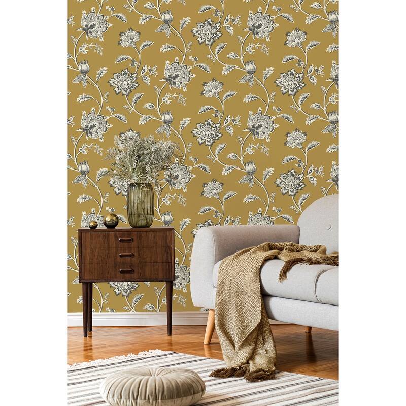 Fine Decor Juliette Mustard Jacobean Wallpaper