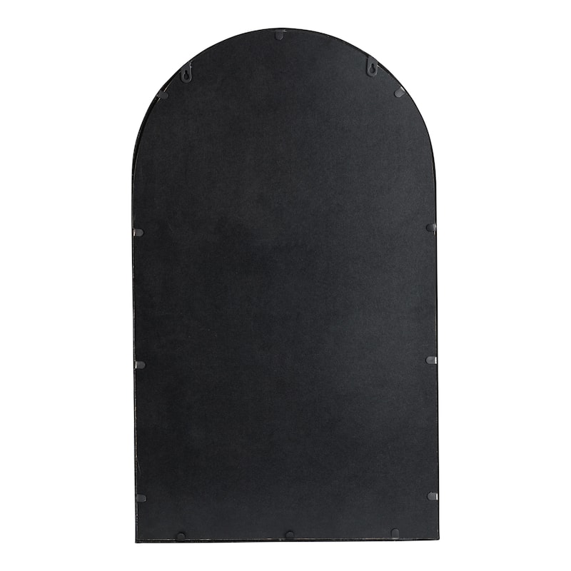 Glitzhome 33"H Modern Arched Black Metal Decorative Wall Mirror Bathroom Living Room - 33"