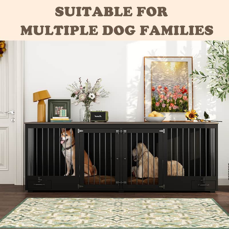 Double Dog Crate Furniture Heavy Duty Dog Kennel Dog House