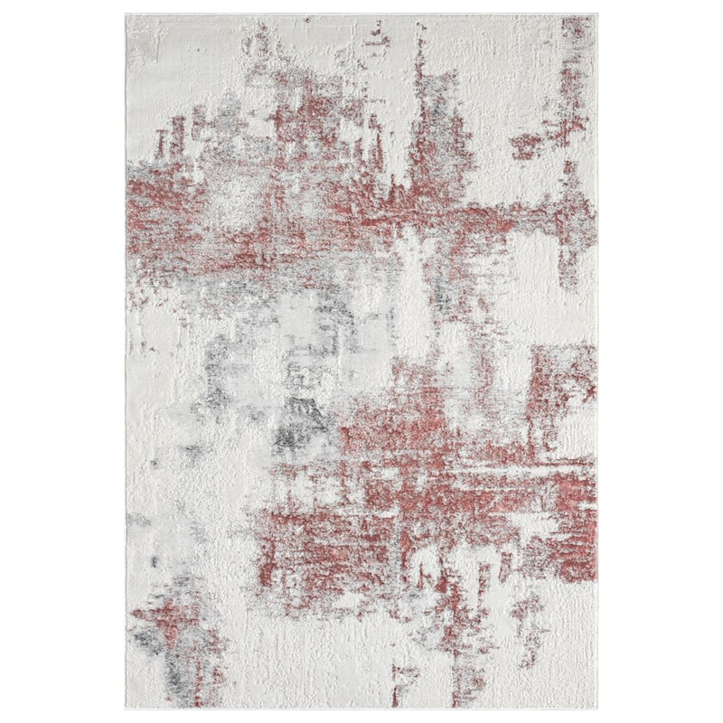 Lavell Collection Abstract White/Pink Area Rug - 7'5'' X 11'1''