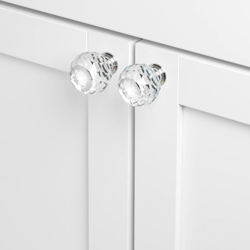 GlideRite 5-Pk 1-5/8 in. Round Crystal Cabinet Knob - Polished Chrome - Polished Chrome